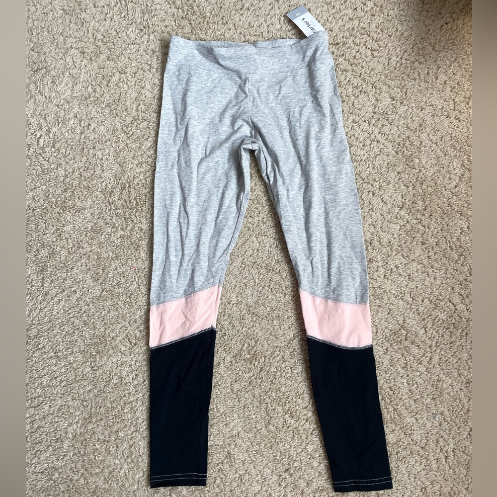 Carter’s kids size 14 leggings, new with tags, black, pink and gray